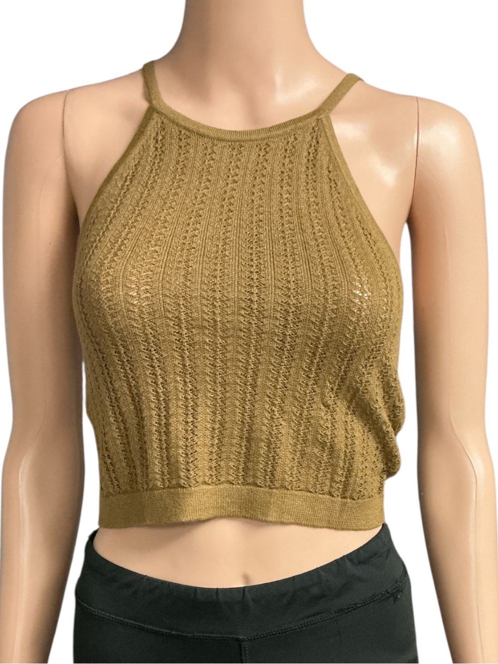 a new day Olive Halter Crochet Crop Top